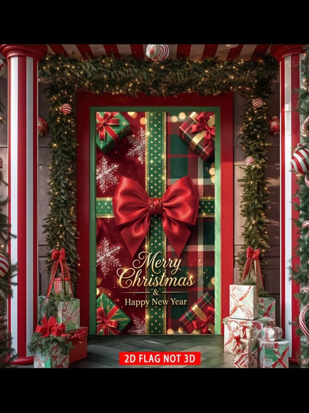 (2D) Holiday Merry Christmas & Happy New Year Door Banner